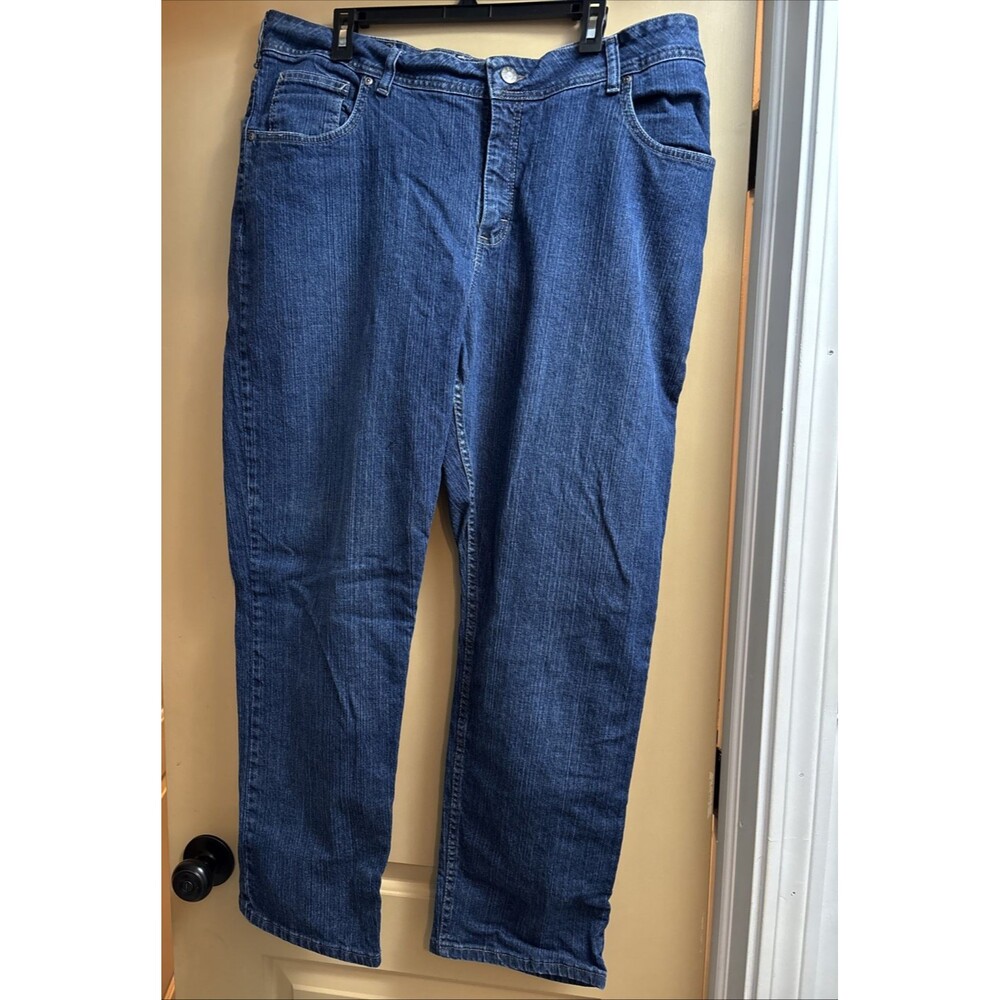 Riders Lee Jeans Women 22W M Blue Relax Straight Pockets Denim Waist 40" Preown